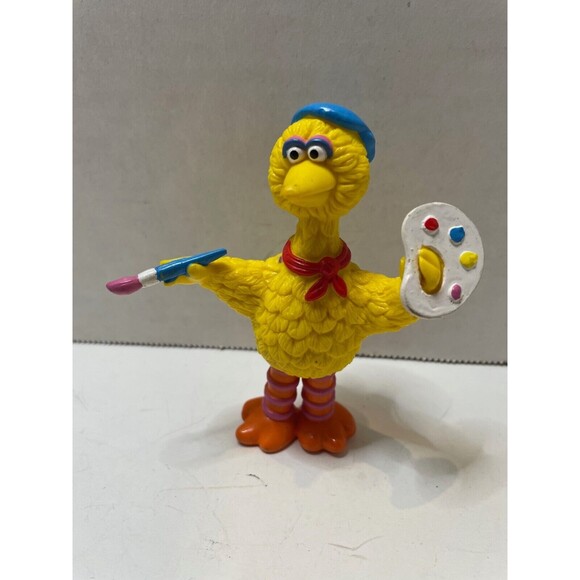 Big Bird Artist Painter Figure Sesame Street Vintage Applause PVC Muppet Shell - Picture 1 of 5
